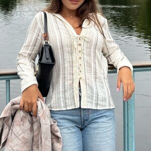 ZARA STRIPED BUTTON BLOUSE